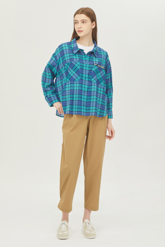 베네통 체크 자수 블라우스 BABL57331